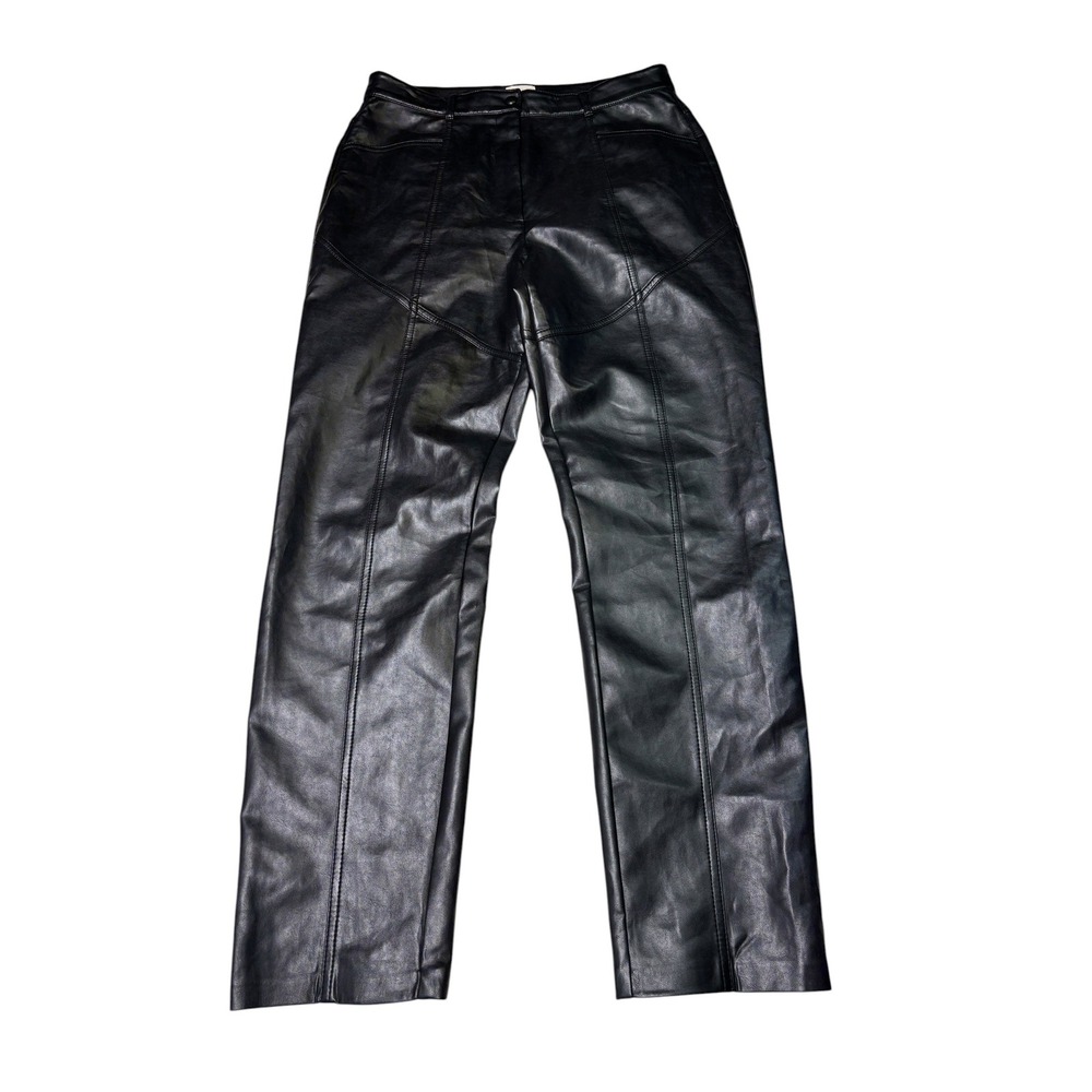 Wilfred Aritzia Black Faux Leather Straight Leg‎ Pants Seam Womens 12 W31 L29